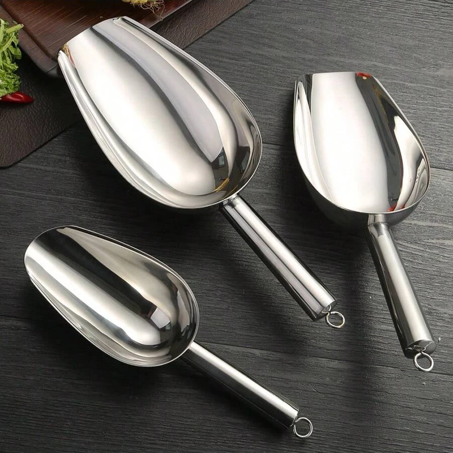 Stainless Steel Ice Shovel, Flats Bottom Ice Cube Shovel, Bar Tool, Supermarket Rice Shovel, Sugar Block Tea Shovel