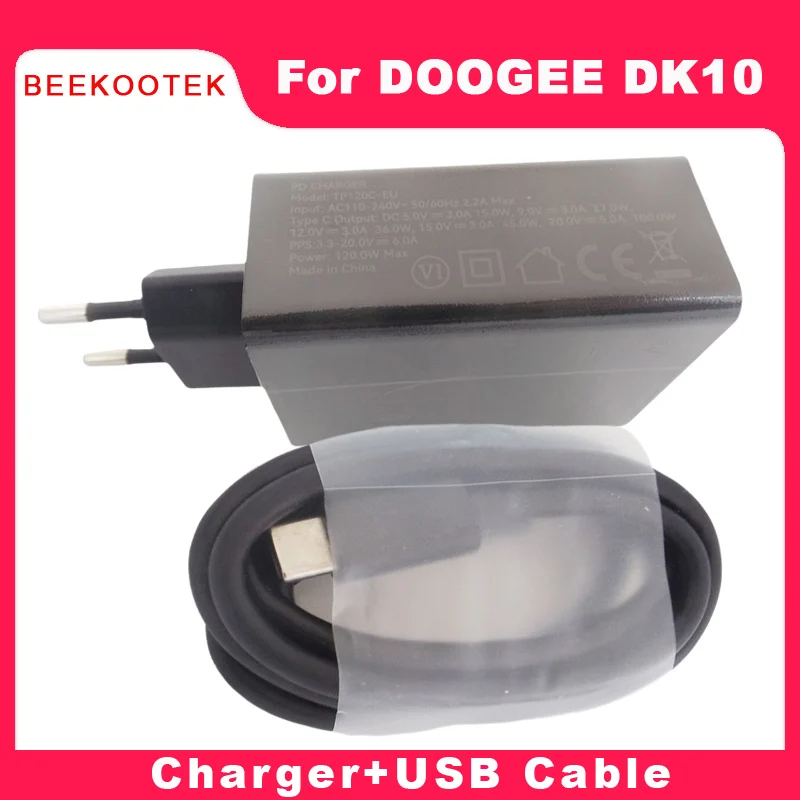 

New Original DOOGEE DK10 Charger Official Charging Adapter TYPE-C USB Cable Data Line Accessories For DOOGEE DK10 Smart Phone