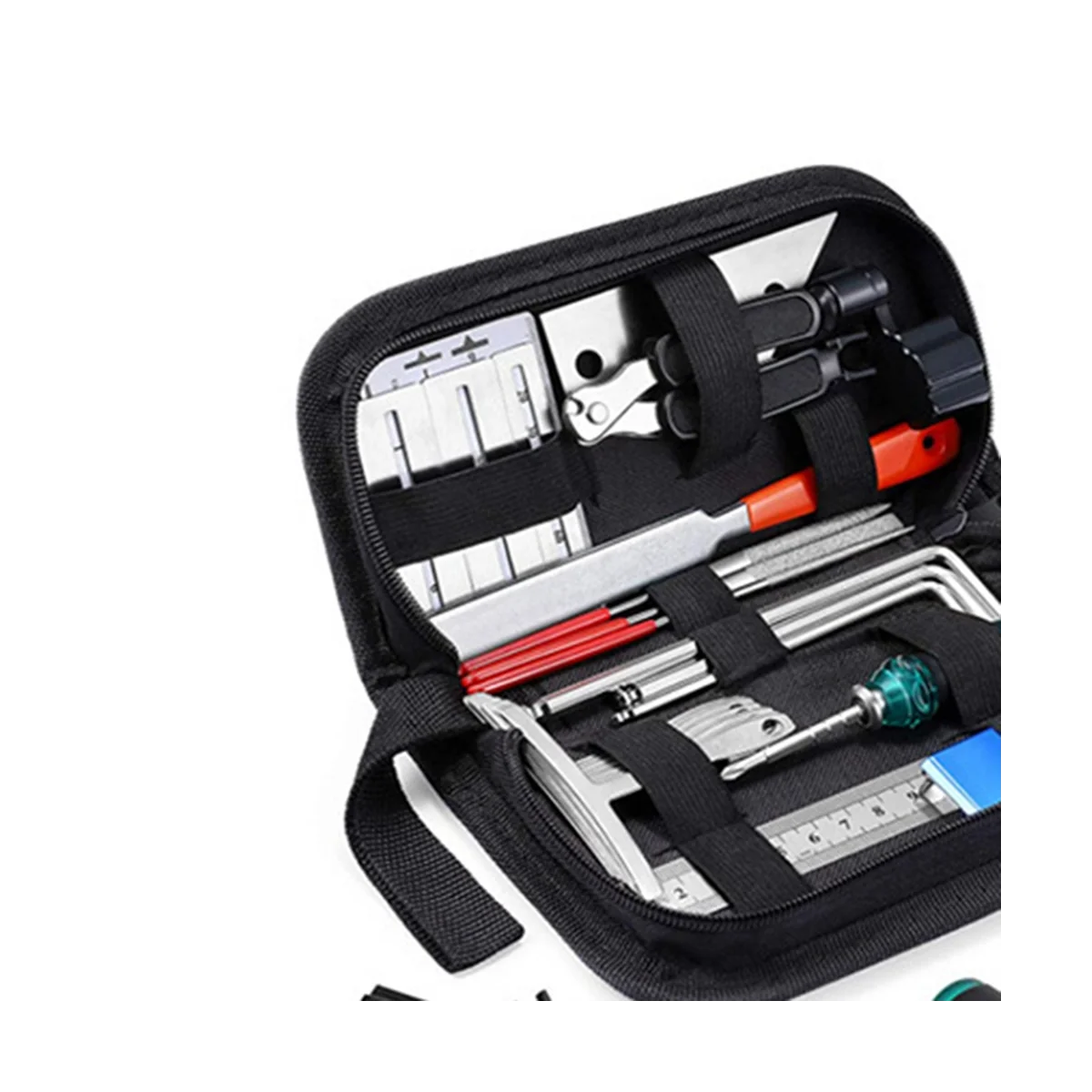 Guitar Repair Tool Kit, String Changing Tool, Wrench, Grinding File, Measuring Ruler, Stringer, Leveling Ruler, 25 in 1