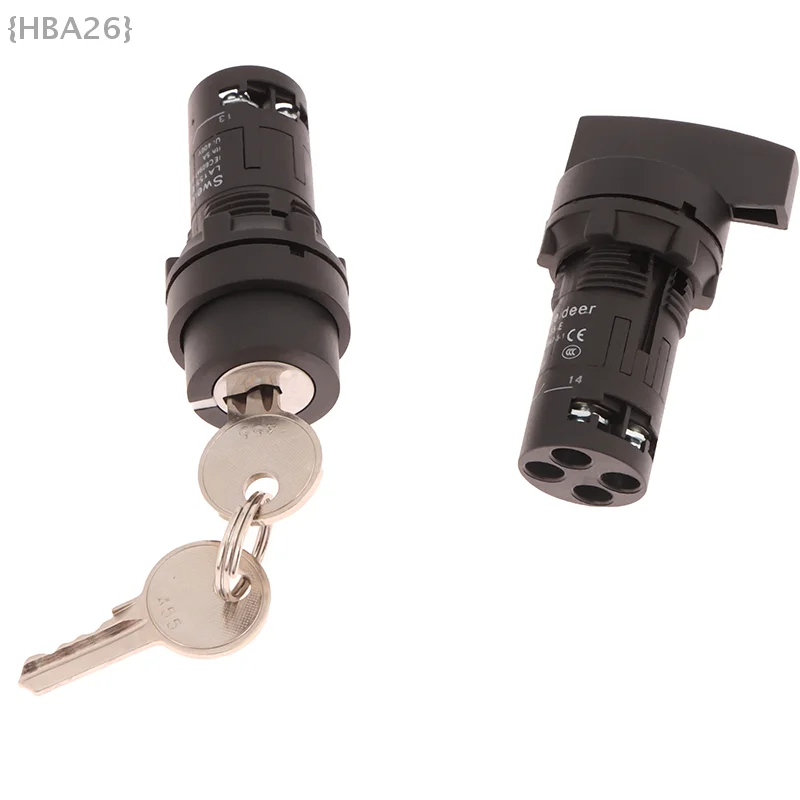 

22MM Power Conversion Switch 10A ON OFF Key Knob Switch 1NO1NC 2/3 Position Self Locking Select Rotary Power Button Lock Switch