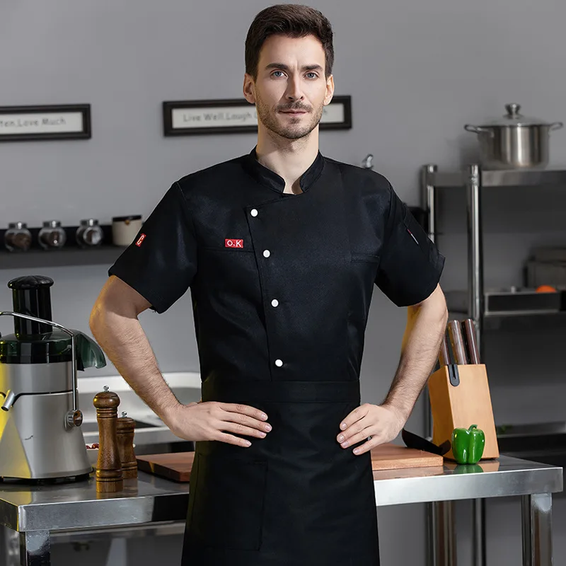 

Chef Short Sleeve Work Uniform Western Restaurant Waiter Short Sleeve Summer Outfit Bakery Cake Shop Pastry Chef Workwear Men