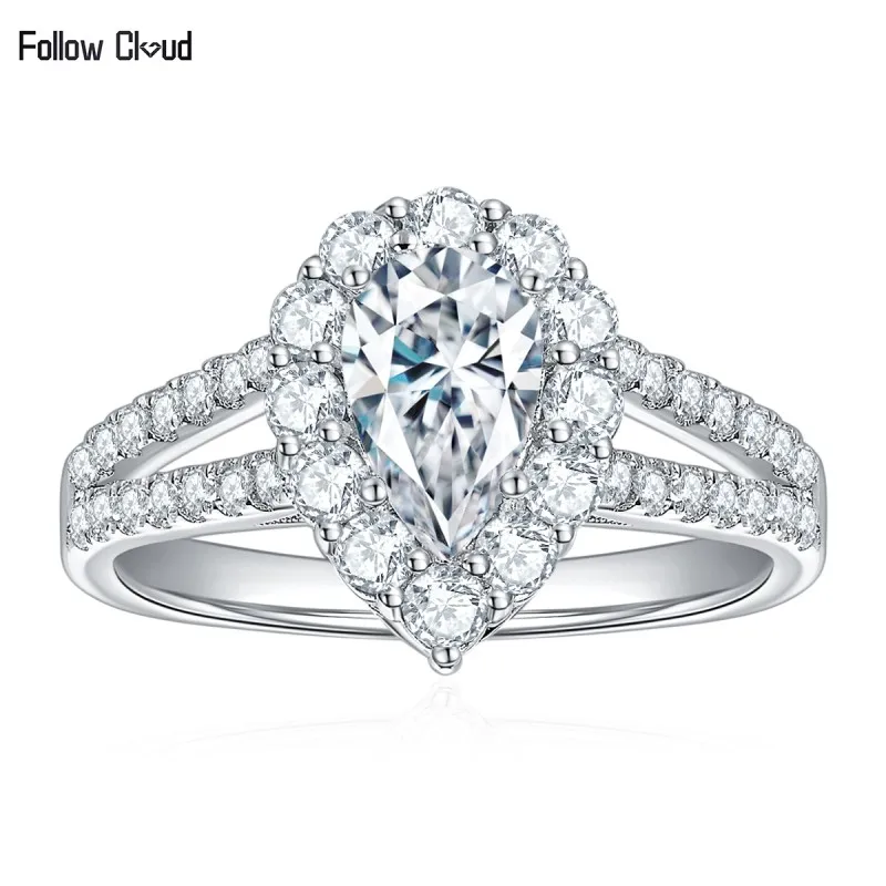 Śledź Cloud 5*8mm 1.0ct kropla wody Cut Moissanite obrączki z diamentami dla kobiet obietnica obietnica zespół S925 srebro