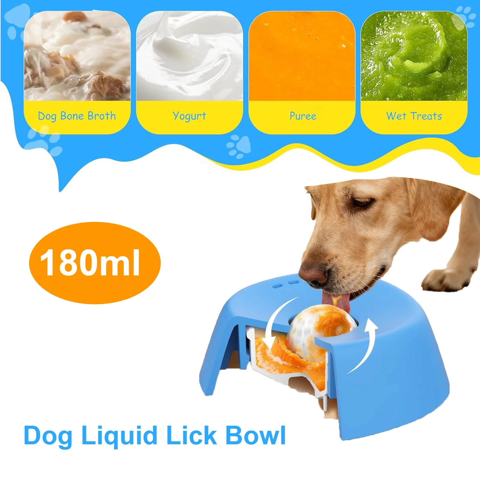 

Миски для медленного кормления собак с жидкими лакомствами, нескользящие, с шариком для развлечения, для лизания в бульоне/супе, для крупных, средних и мелких пород.