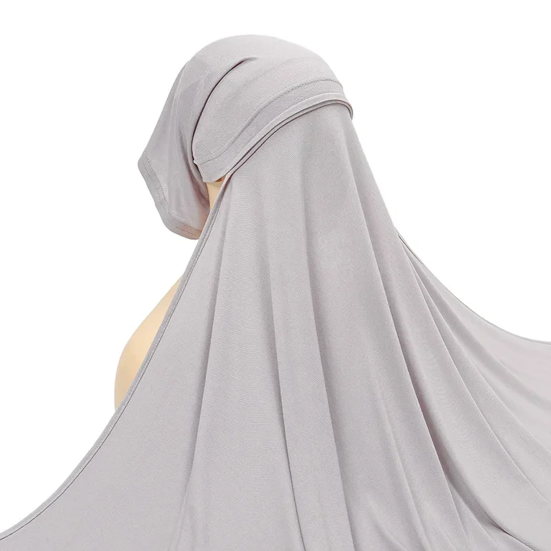 

Muslim Women Instant Hijab with Undercap Mercerized Stretchy Pullover Headscarf Thin Breathable Wrap Full Cover Sunscreen