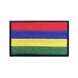 Mauritius flag Patches Armband Embroidered Patch Hook & Loop Iron On Embroidery Badge Military Stripe
