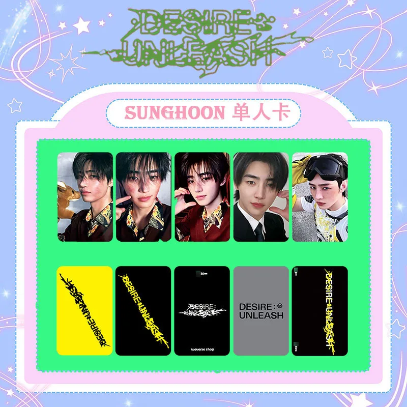 

5Pcs/Set Kpop Album DESIRE: UNLEASH Selfie Cards JAY JAKE NI-KI Sunoo Sunghoon HEESEUNG WVS K4 OUTSIDE Ver Fans Gifts