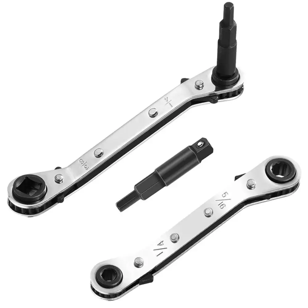 전문 에어컨 밸브 렌치 육각 비트 어댑터 효율적인 라쳇 렌치 강철 정밀 서비스 렌치 도구 가정용