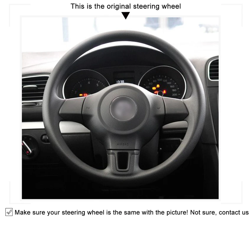 Custom Car Steering Wheel Cover for Volkswagen VW Golf 6 Mk6 VW Polo MK5 2010-2013Q without Original Leather Braid Wheel Covers