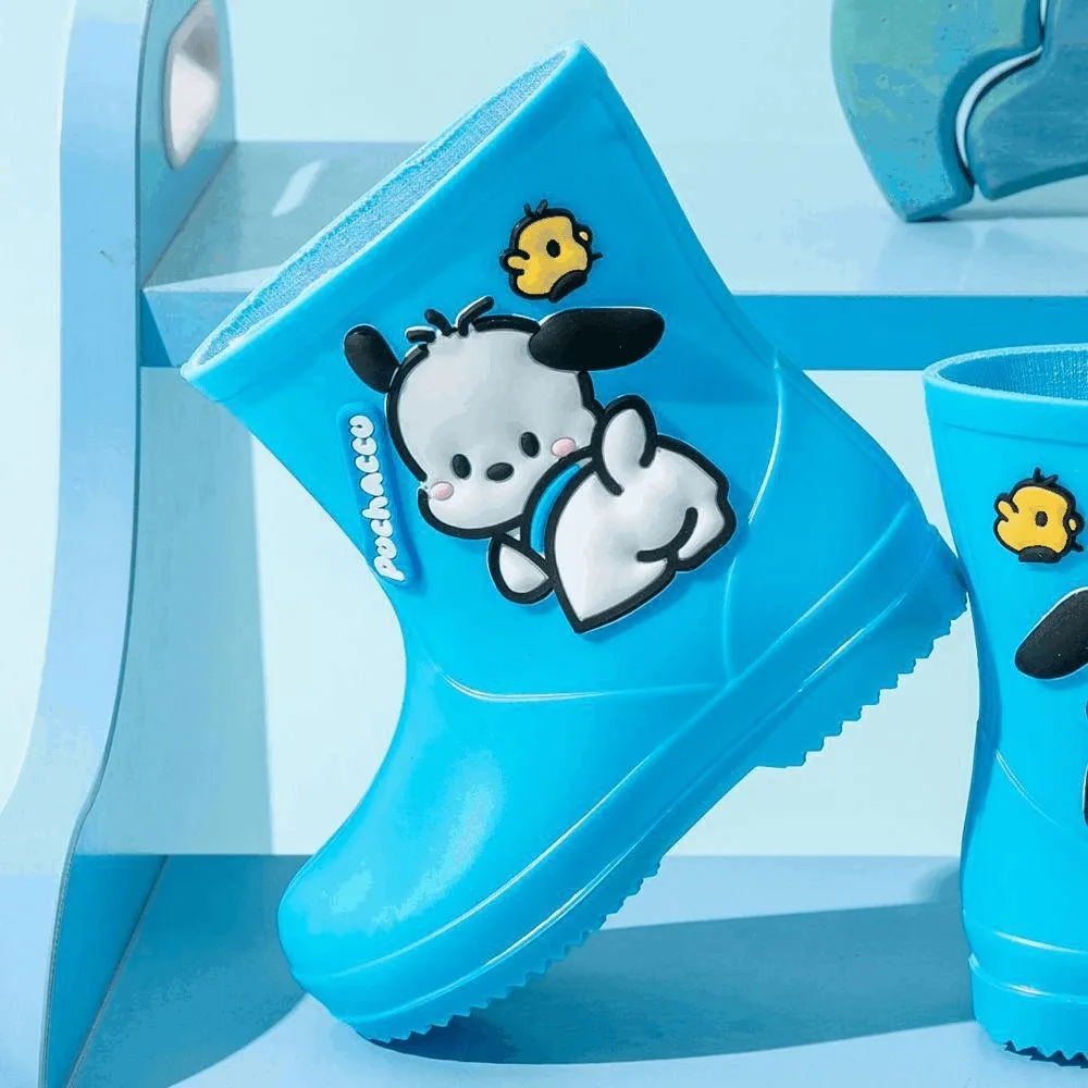 Sanrio Pochacco Cartoon Cute Boy Girl Rubber Shoes Waterproof Anti-Slip Polka Dot Water Shoes Kid Rain Boot Toddler Rubber Shoes