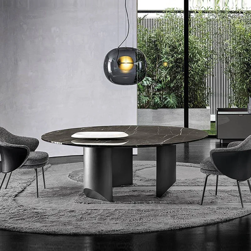 Rock Plate Dining Table Modern Minimalist Luxury Household Round Kitchen Small Marble Table Nordic Rectangular Home Furnitures