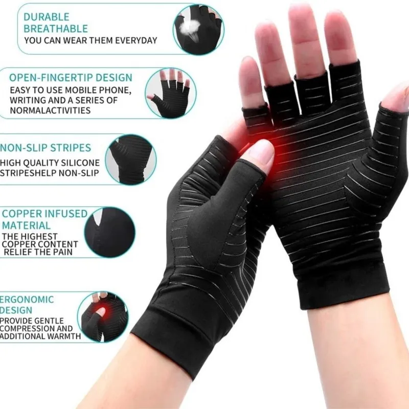 Fahrrad druck Halb finger handschuhe für männliche Gelenk training Luft Kupfer Kompression Arthritis Handschuhe