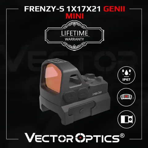 Vector Optics Frenzy-S 1x17x21 GenII Red Dot Sight, 3 MOA Dot Size, 7075 T6 Aluminum Alloy, Battery Side Loading, MAG Footprint