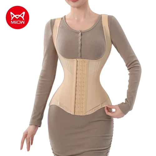 MiiOW-corsé de entrenamiento de cintura en forma de U para mujer, entrenador de cintura moldeador, hueso de acero, Abdomen, parte de atrás bonita, camiseta sin mangas, ropa moldeadora
