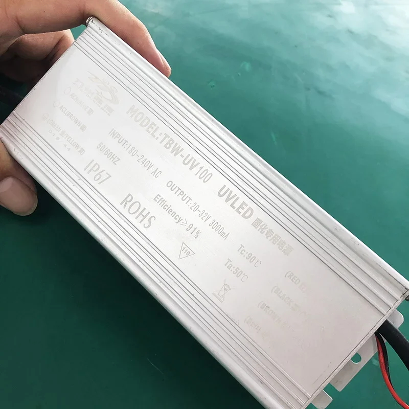 3A 100W IP67 Waterproof Constant Current Source For UV LED Module Gel Curing Lamps INPUT AC 110V-240V OUTPUT DC 20V-32V 3000 Ma