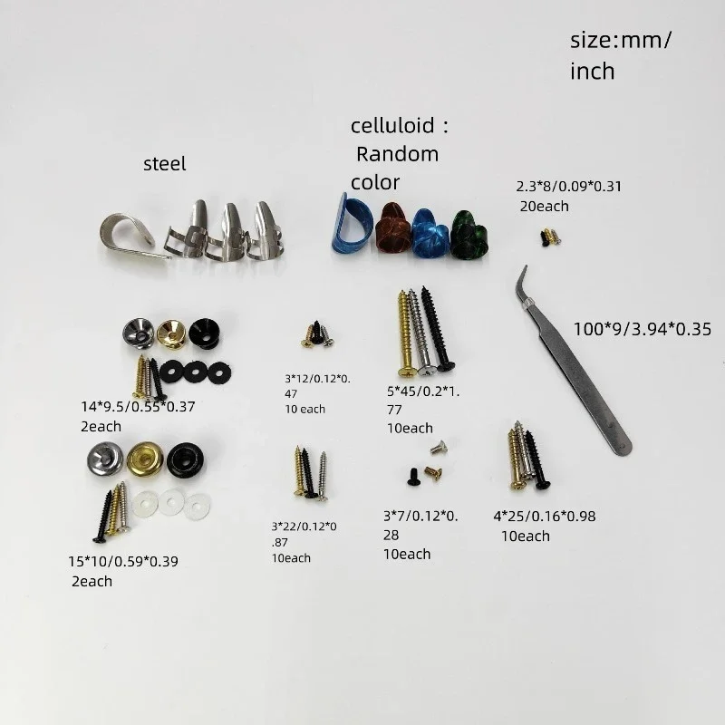 Multi-function Guitar Accessory Kit, Includes Colored Fingerpicks, Strap Buttons & End Pin for Player & Luthier