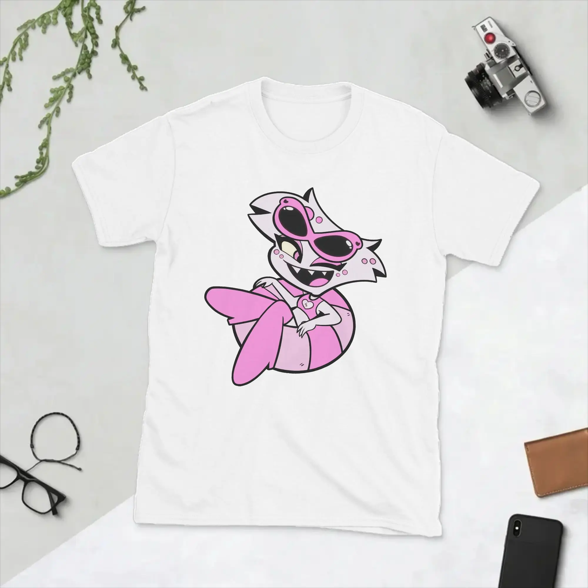 Hazbins Hotels Cute Angel Dust T-Shirts for Men  Amazing Cotton Tees Round Collar Short Sleeve T Shirt Plus Size Clothing