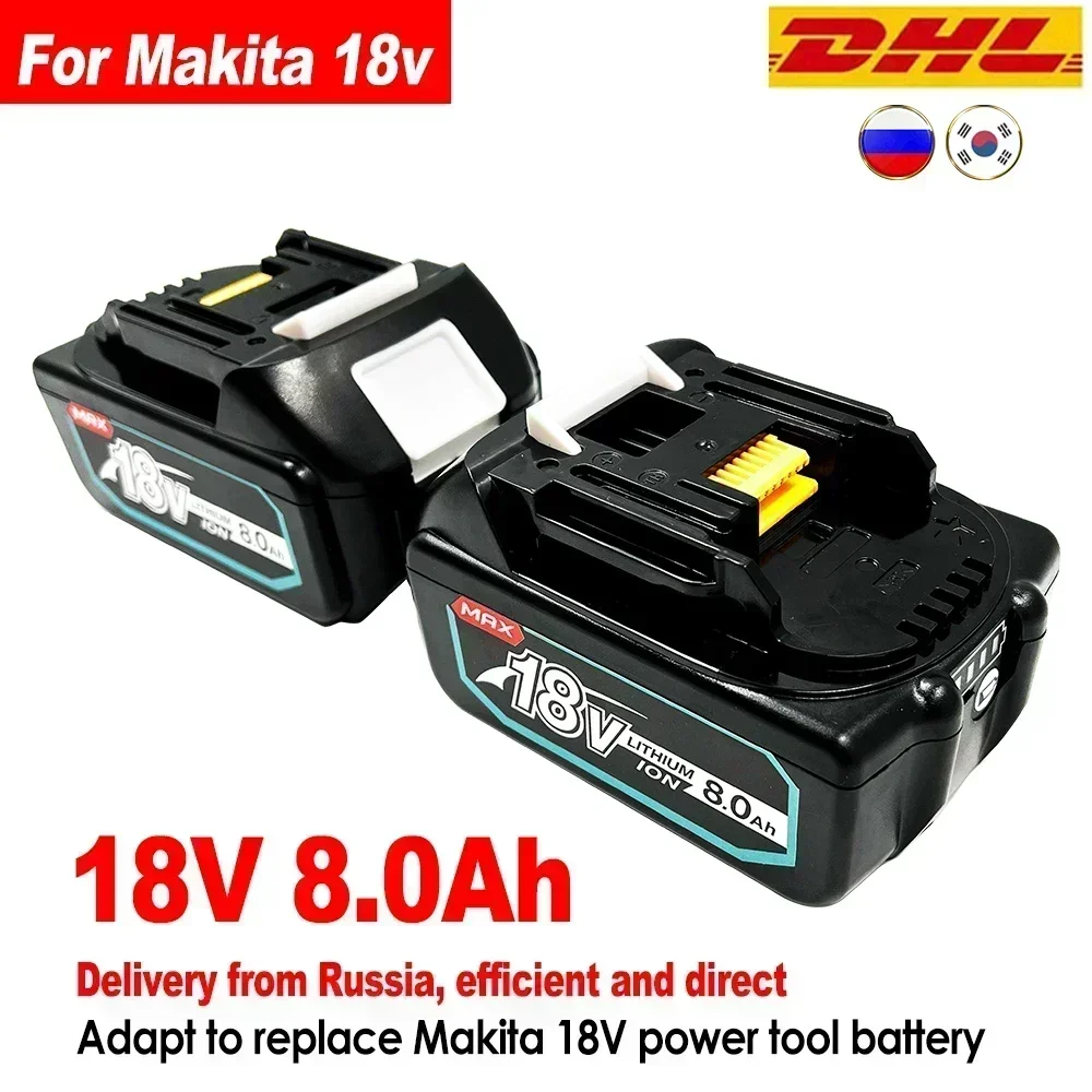 18V 6.0 8.0Ah แบตเตอรี่ชาร์จสําหรับเครื่องมือไฟฟ้า Makita LED เปลี่ยน Li-Ion LXT BL1860 1850 18v 9 6000mAh