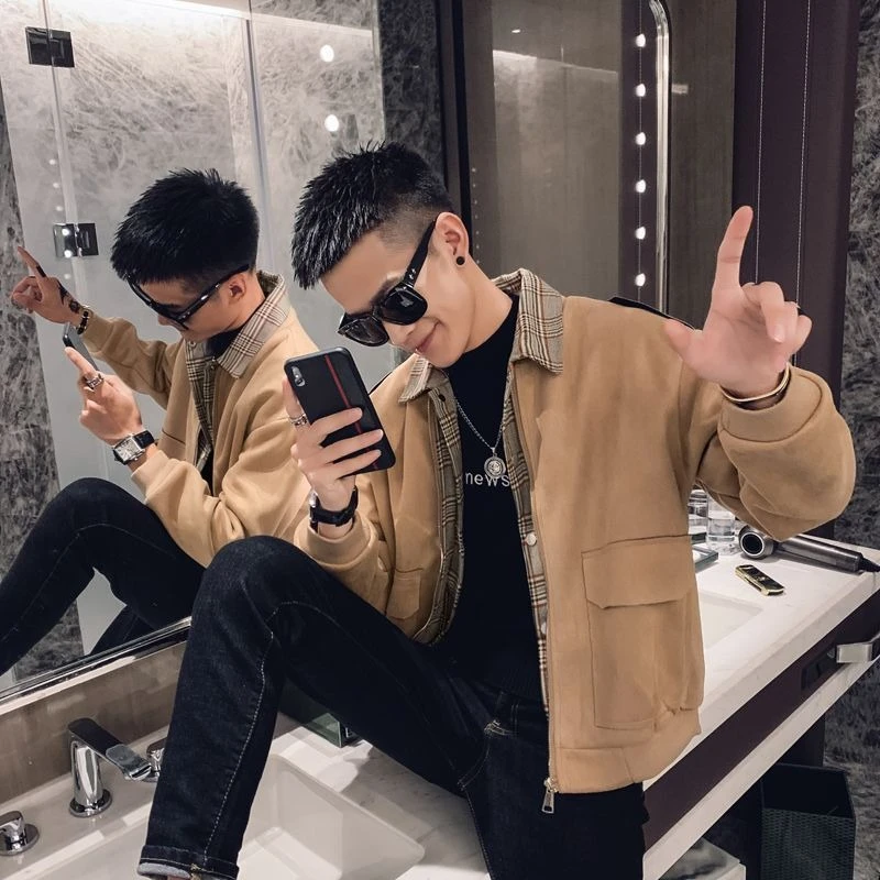 

Мужская модная куртка «два в одном» 2200, осень-зима, корейский пиджак с воротником в стиле ретро для уличной повседневной одежды ​