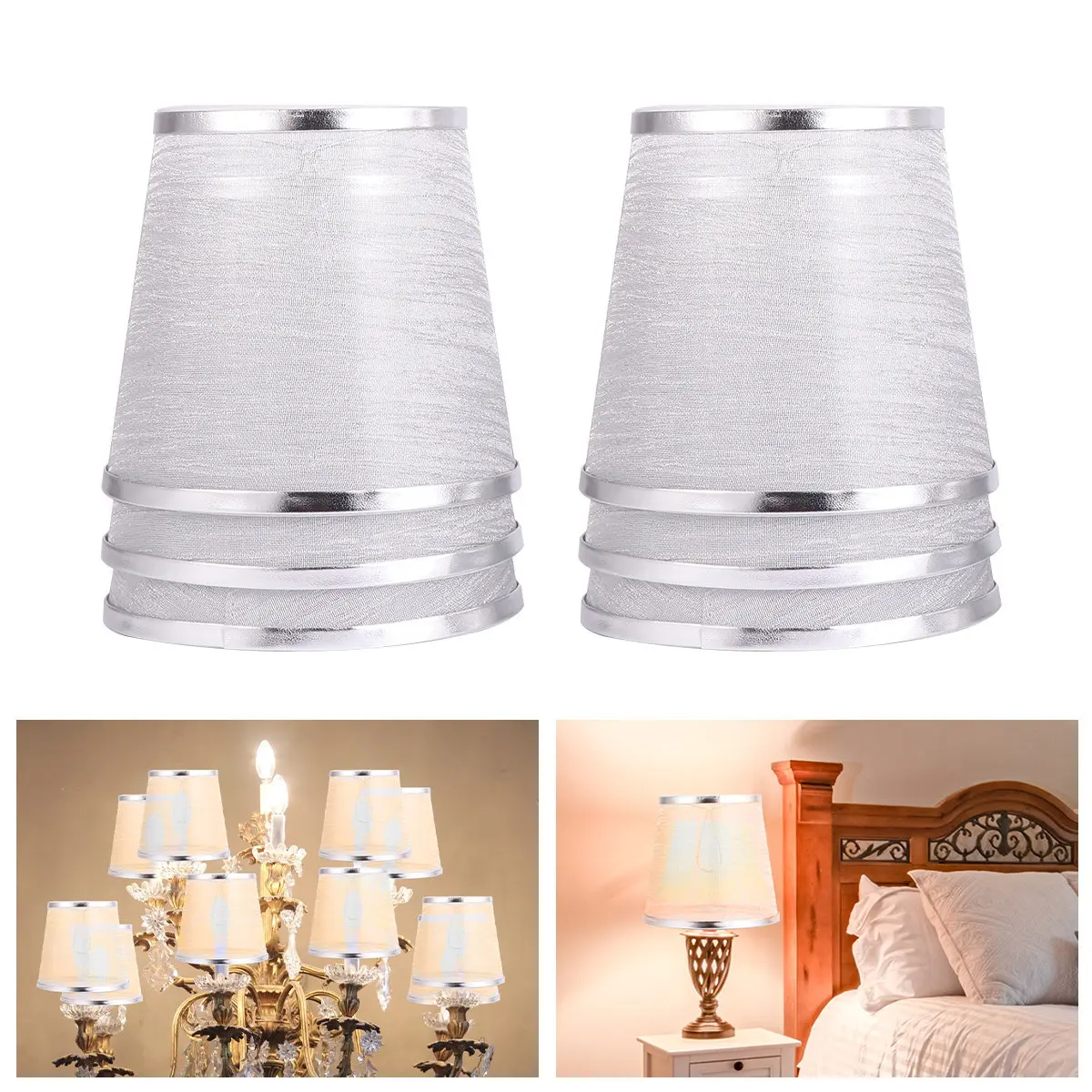 6Pcs Lamp Shades Transparent Gauze Protective Dustproof Cover Compatible E14 Screw Droplight Wall Lamp Gauze Lampshade