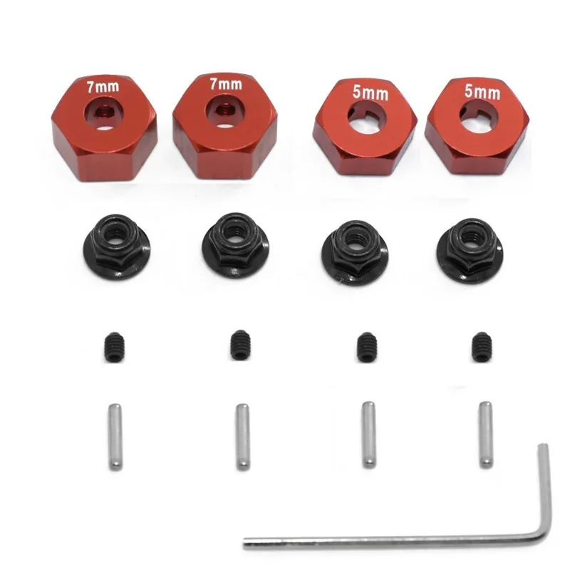 Pasadores de bujes de rueda hexagonales de Metal y juego de tuercas de seguridad con bridas M4 para Trxs Slash 2WD 1/10 piezas de mejora reemplazar 1654 3654