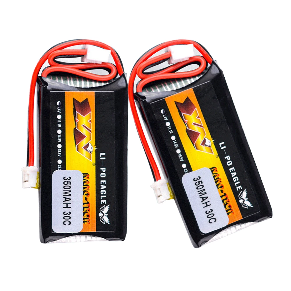 HJ Power 7.4V 2S 350mAh 30C RC Lipo Battery For AXIAL SCX24 90081 C10 1/24 Rc Car Airplane Helicopter Tank Toys