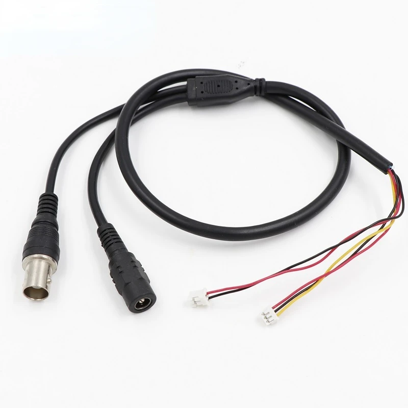 CCTV Camera 5-core Video Cable With DC Input(2pin 2.0mm) + BNC output(3pin 1.25mm) For CCTV Camera