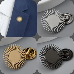 316L stainless steel sunflower gold-plated badge, black suit lapel pin, anti-exposure button for women, brooch for men