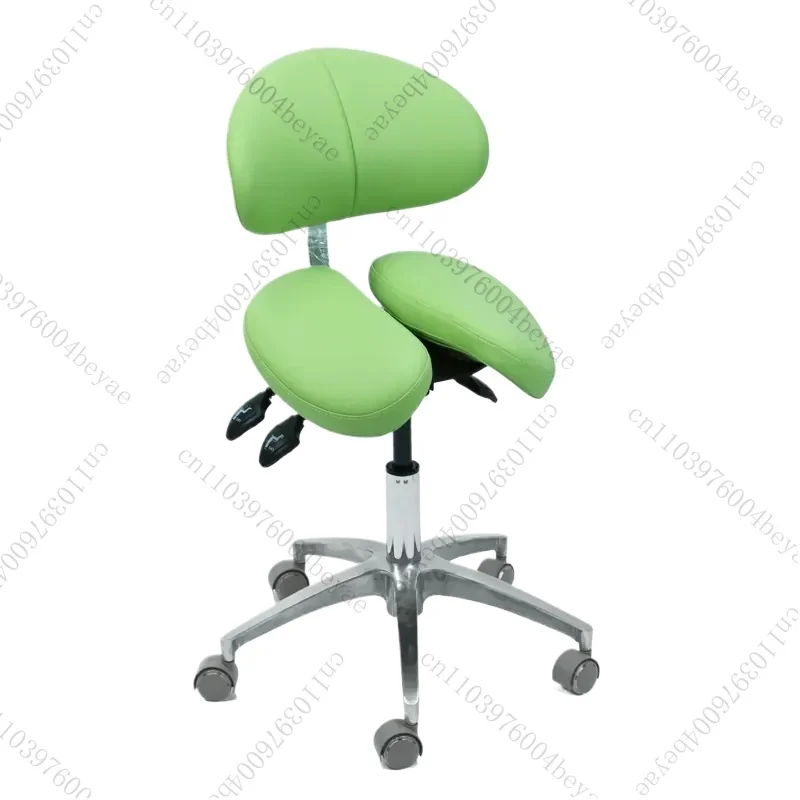 Green Wool Double-petaled Saddle Chair Back Adjustment Lift Riding Chair Microfiber Leather