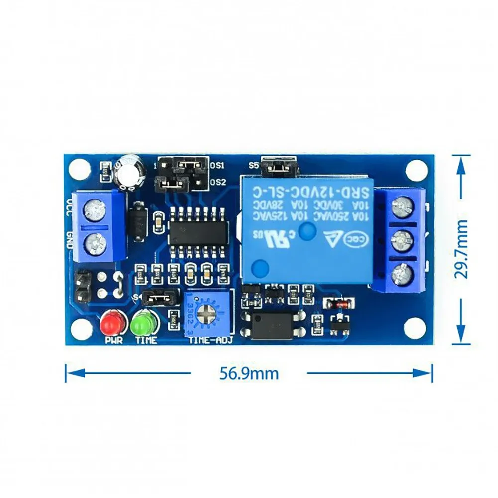 12V DC Adjustable Delay Timer Relay Switch with Large Current Load Capacity and Anti Power Down Protection Diode