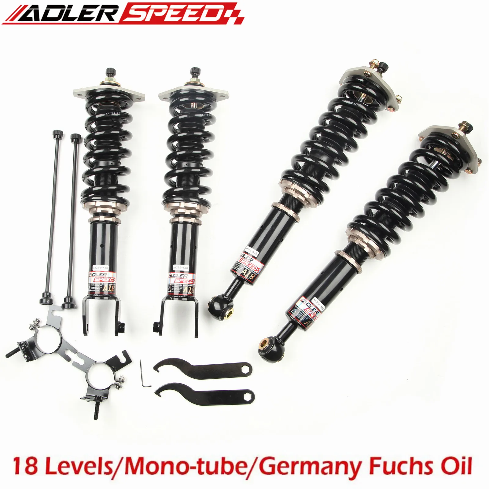 

ADLERSPEED 18 Level Adjust Mono Tube Coilovers Shock Kit For Nissan 370Z (Z34) 2009-20