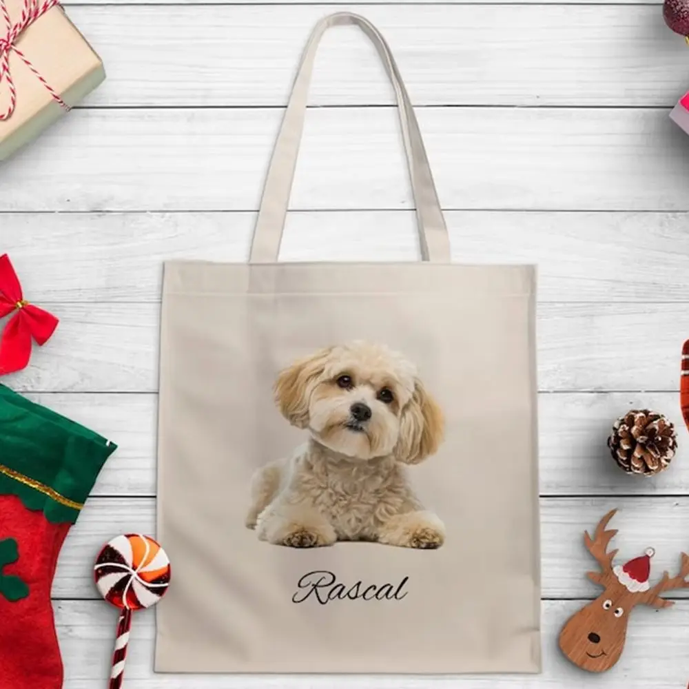 Bolsa de lona personalizada, bolsa de algodón para compras, estampado Maltipoo, bolso reutilizable, ecológico, regalo para dueños de mascotas