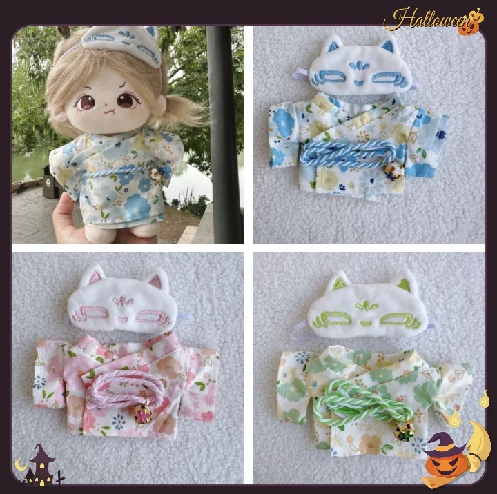 

20cm Cotton Doll Clothes Cute Fresh Style Japanese Kimono Outfit for Plush Dolls Dress Up Accessories