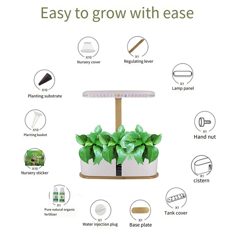 LICE-نظام الزراعة المائية للحديقة الداخلية 10 كبسولات مجموعة إنبات النباتات مع مجموعة أدوات الحديقة الخفيفة LED قابس الاتحاد الأوروبي