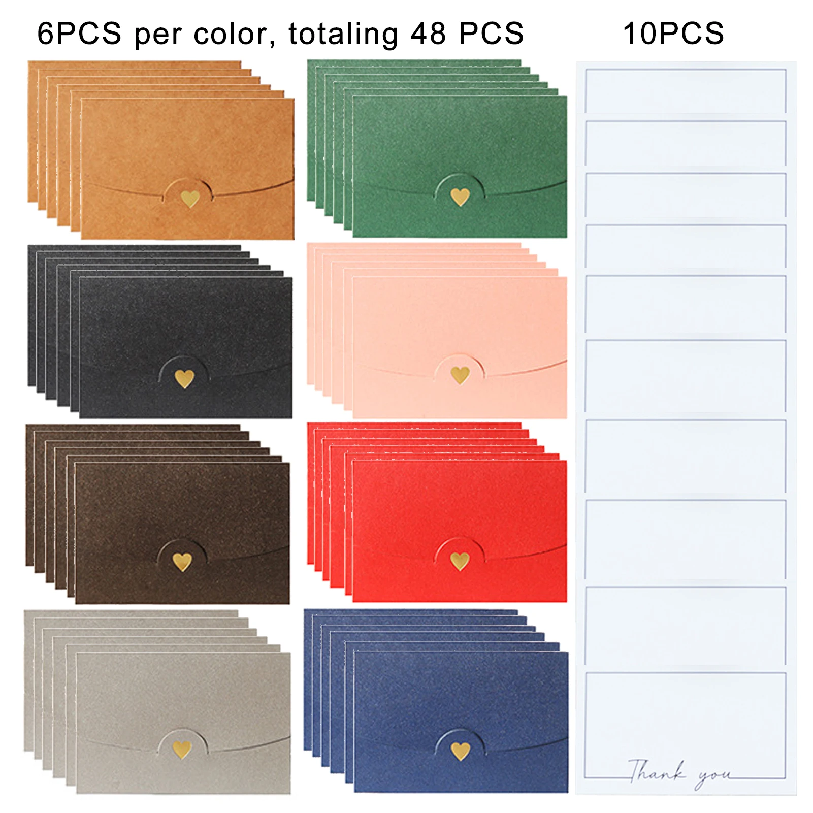 58pcs Stamps For Gift Cards Valentines Day Letter Christmas Birthday Party Home Office With Heart Clasp DIY Small Envelope Notes