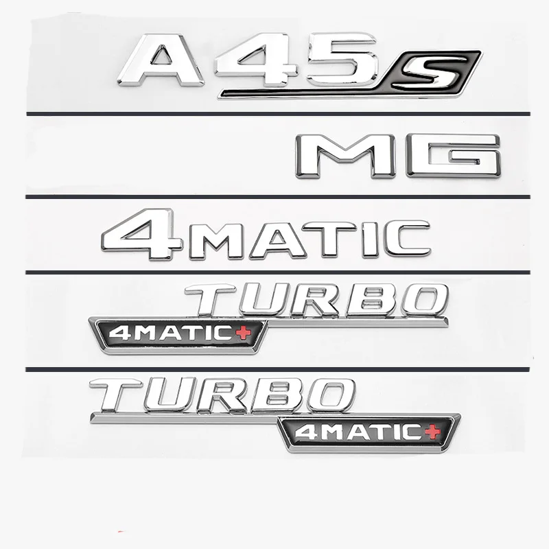 

2017 Chrome Silver Letters A35 A45 S Badge Turbo 4matic Emblem for Car Fender Trunk Rear W176 W177 Logo Sticker