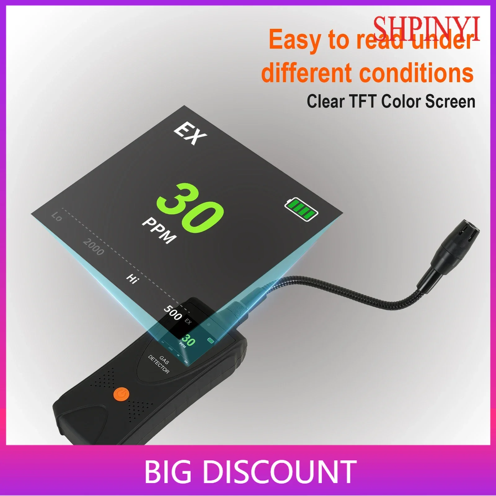 Aikesi Gas Detector  High Sensitive Portable JLY-80 Combustible Gas Analyzer With Flexible Sensor Neck Gas Leakage Detector