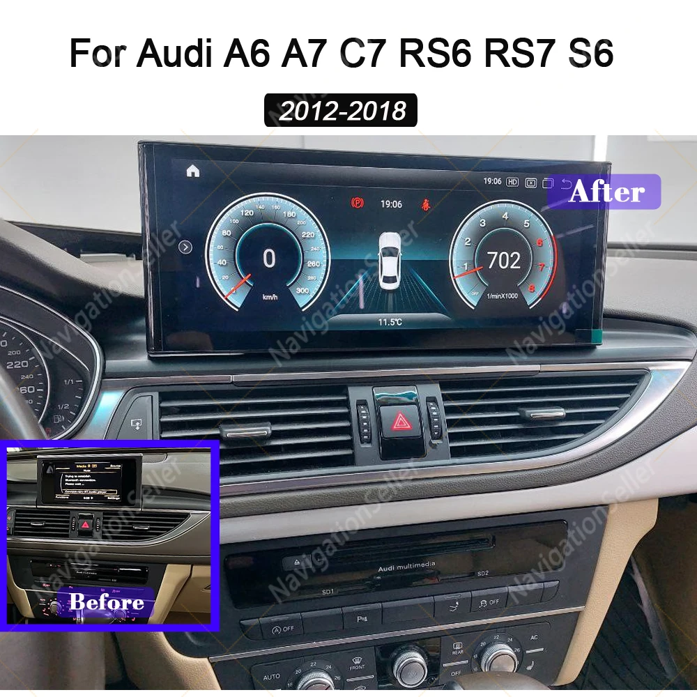 

10.25 inch Android Screen For Audi A6 A7 C7 RS6 RS7 S6 RMC MMI 2012-2018 Multimedia Navigation Retrofit Auto Radio Stereo Wifi