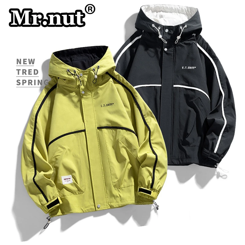 Mr.nut Fashion Windbreaker Outdoor Jacket High-Quality Male Coat Waterproof Camping Overcoat Autumn Versatile Loose Men Clothing