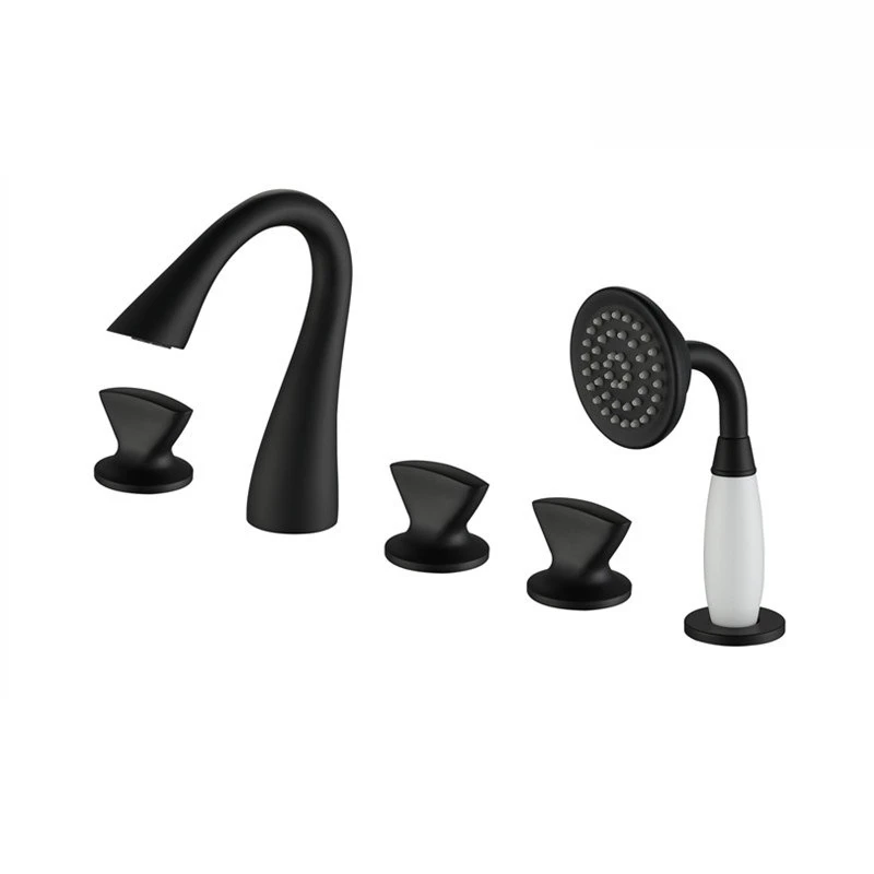 

All-copper household bathtub faucet hot and cold cylinder side split shower faucet five-piece set