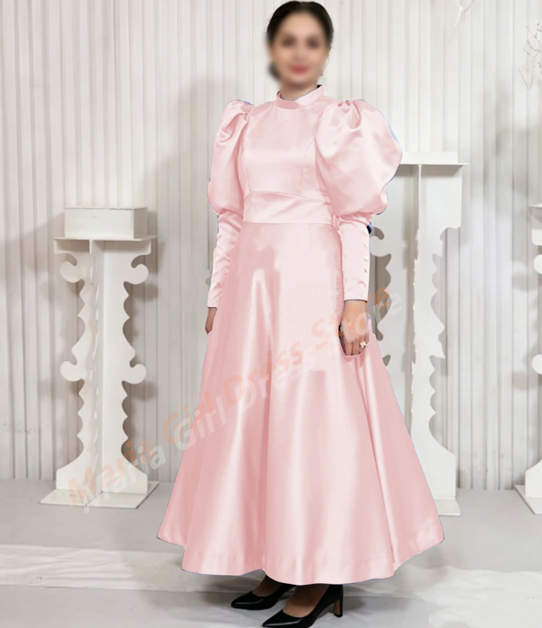 Luxury Satin Mother Of The Bride Dresses A-line Unique Women Guest Prom Gowns For Mom Custom Full-Sleeve Long Style Party Gown view 3