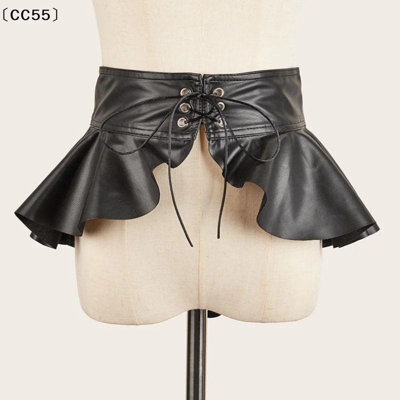 

Ремень с регулируемой талией из искусственной кожи, широкий пояс в стиле Y2K, панк-стиль, аксессуары для юбок и платьев [CC55]