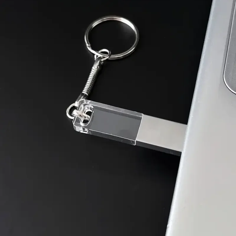 Unidad flash USB2.0 con luz LED de Color acrílico y Metal con logotipo grabado láser personalizado gratis, 4GB, 8GB, 16GB, 32GB, 64GB, 128GB