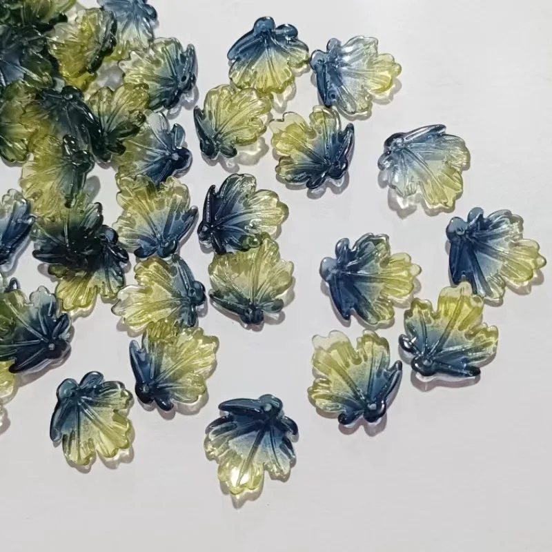 20pcs Leaf Petal Shape 21x23mm Lampwork Glass Loose Pendants Beads for Jewelry Making DIY Handmade Crafts Findings Accessories