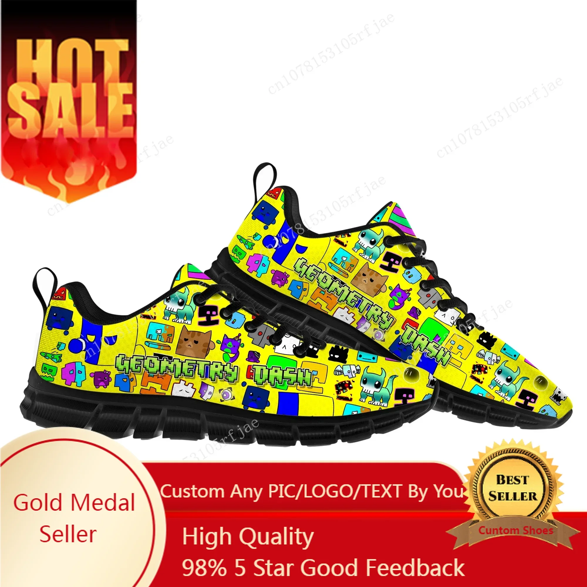 

Geometry Dash Sports Shoes Cartoon Game Mens Womens Teenager Sneakers Fashion Sneaker Custom Built Shoes