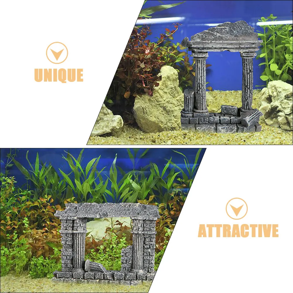 

2 Pcs Roman Column Decoration Aquarium Greek Tank Fish Decorations Landscape Ornament