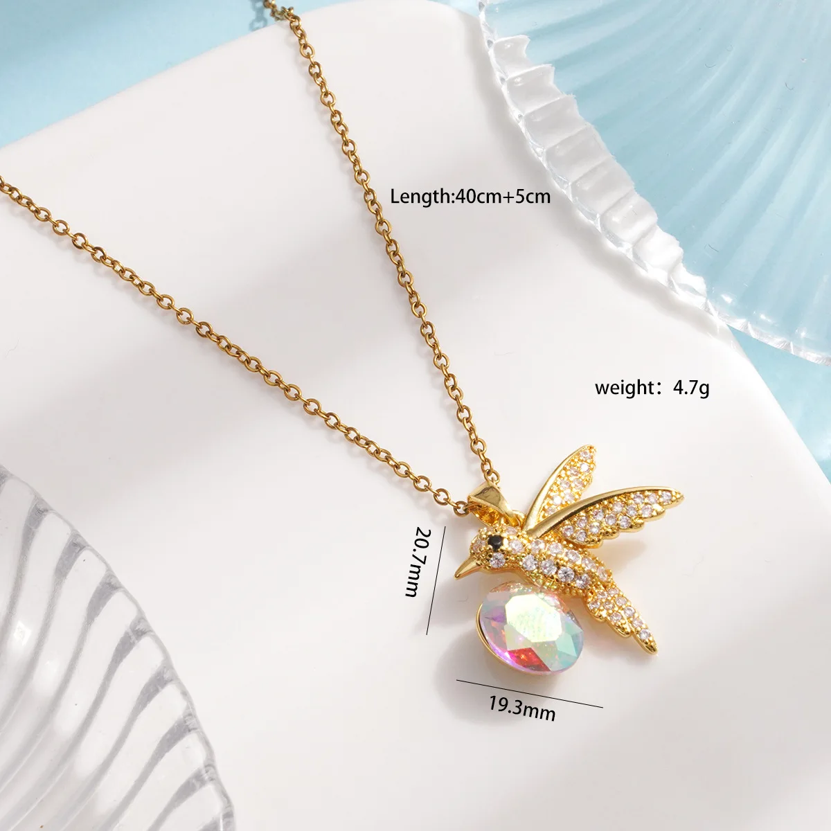 Fashion Crystal Hummingbird Pendant Necklace Exquisite Shiny Zircon Animal Choker Necklace for Women Wedding Party Jewelry Gifts