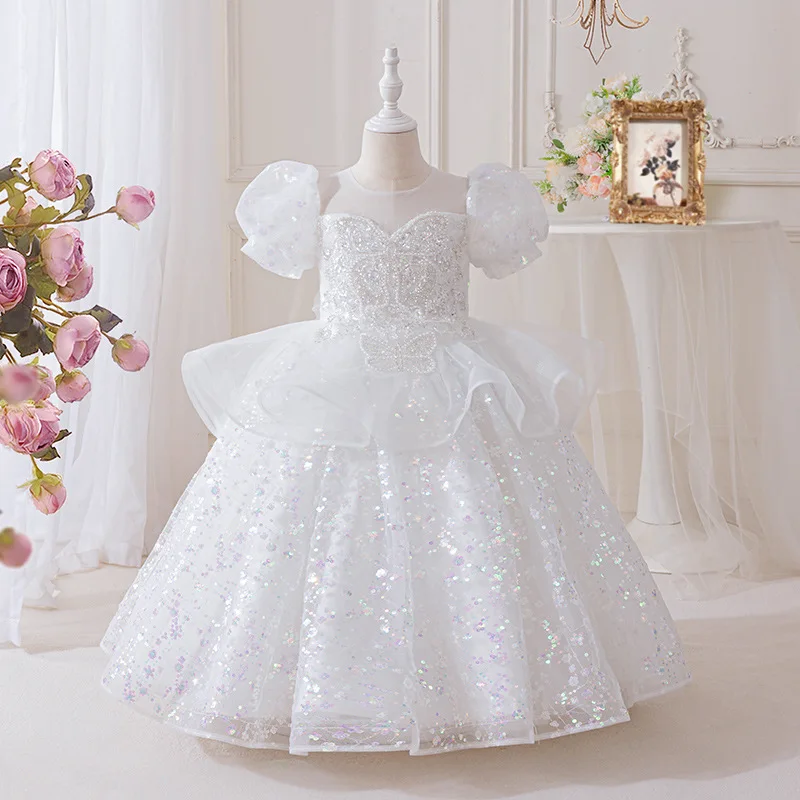 Girls' new tutu skirt Girls' high-end host dress Children's foreign light luxury skirt