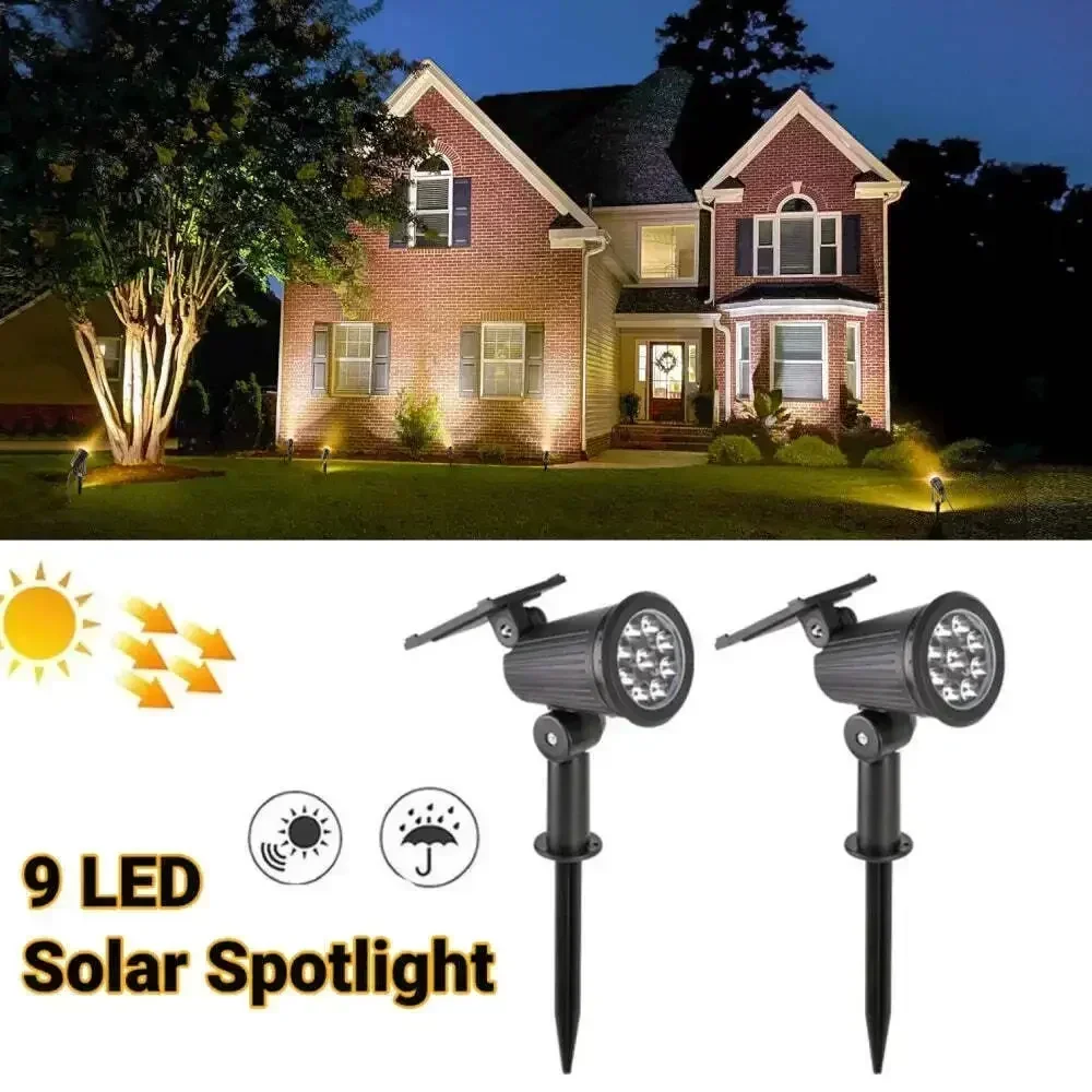 

9 LED Solar Spot Lights Outdoor IP65 Waterproof RGB Lawn Spotlight Landscape Lamps for Garden Patio Driveway Yard Palm Trees