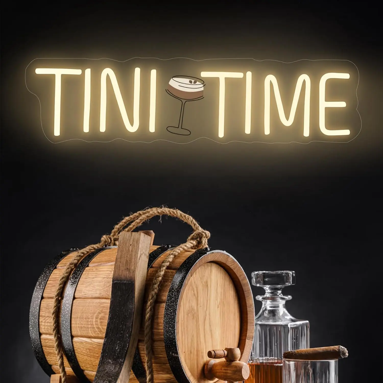 Tini Time LED Neon Sign USB Dimmable Neon Light for Home Restaurant Bar Pub Man Cave Game Room Aesthetic Business Decor Gift