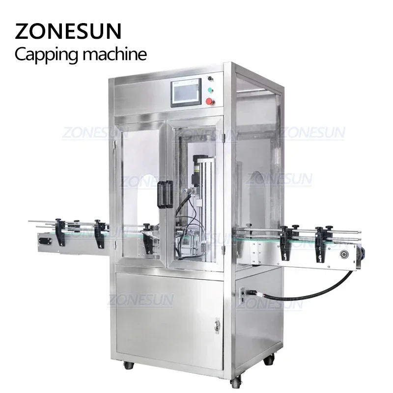 ZONESUN ZS-XG440DC 自動ボトルキャッピングマシン（ドロッパー＆スプレーボトル用）プラスチック・ガラス包装ライン